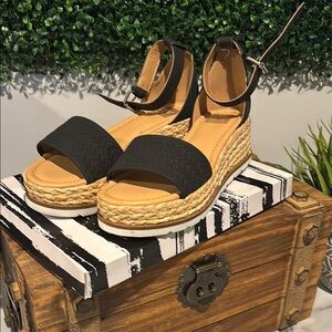 Black Woven Espadrille Sandals